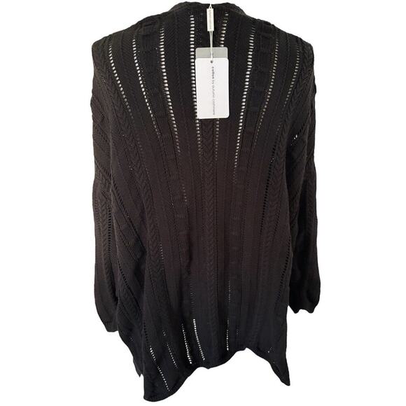 Cotton by Autumn Cashmere Open Pointelle Duster Black Size Large NEW With Tags - Picture 3 of 14